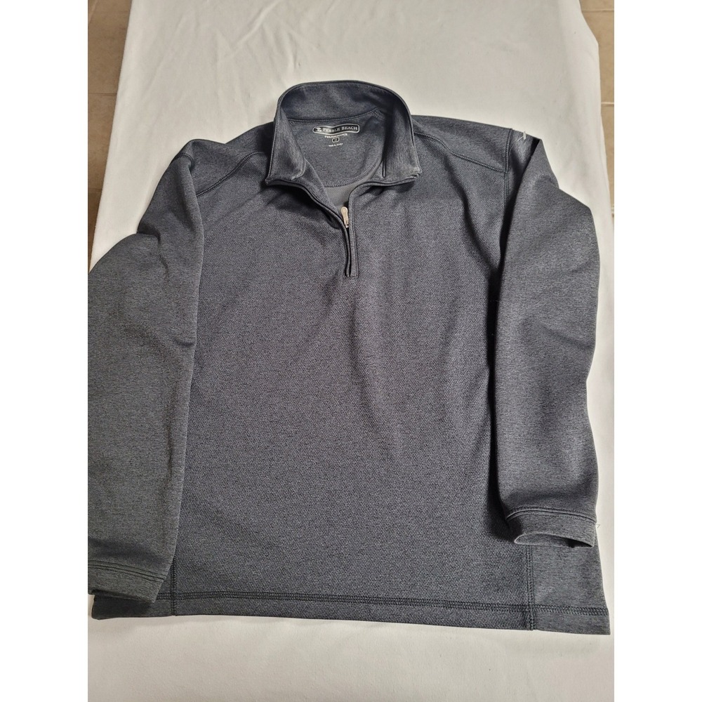 Pebble Beach Performance 1/4 Zip Mens‎ Pullover Sz M Golf Polo Gray